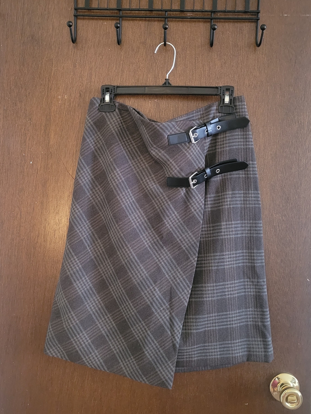 MANGO Check Skirt With Double Belt